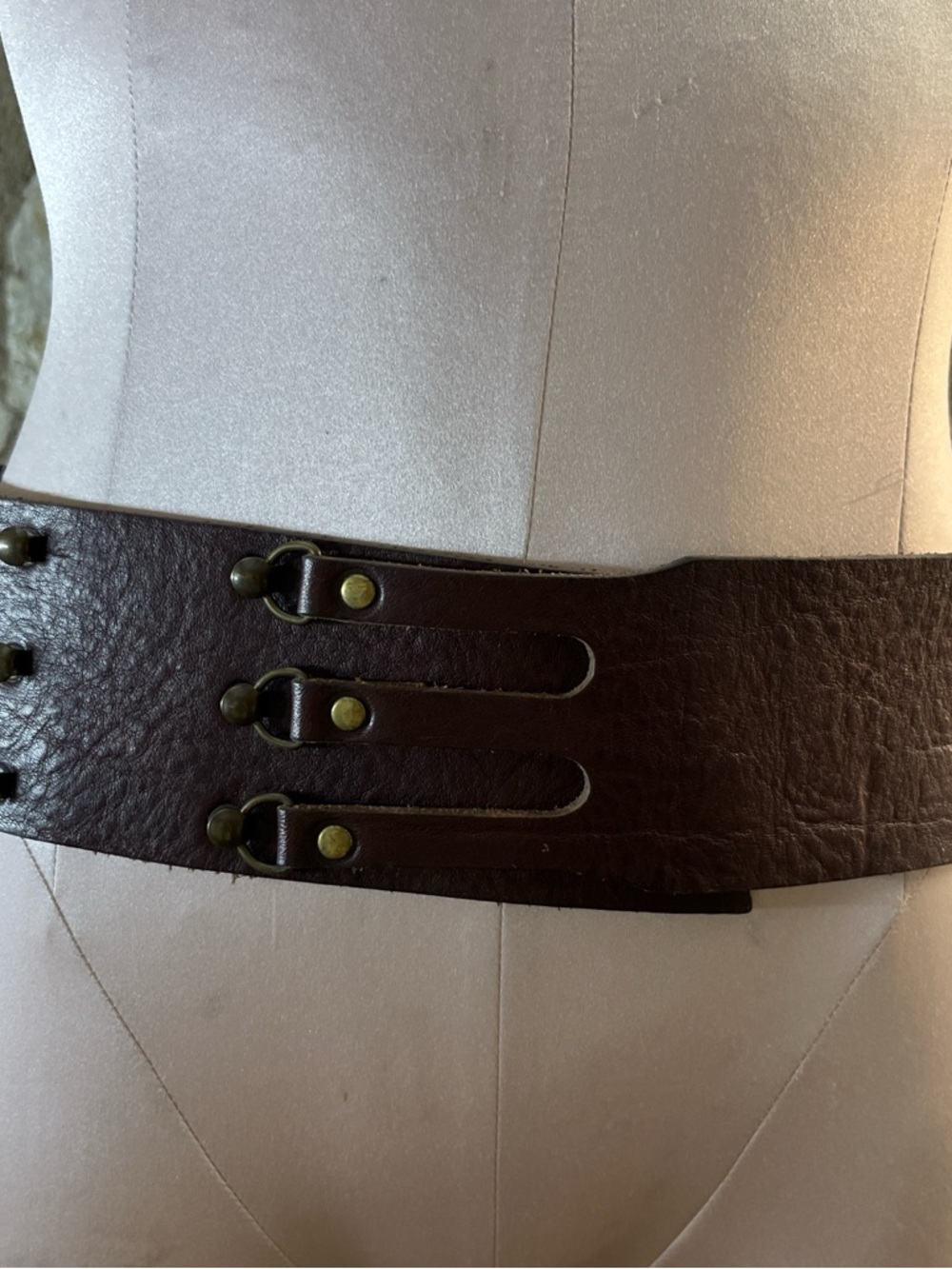 Club Monaco Genuine Leather Wide Waist Belt Brown | Handmade
